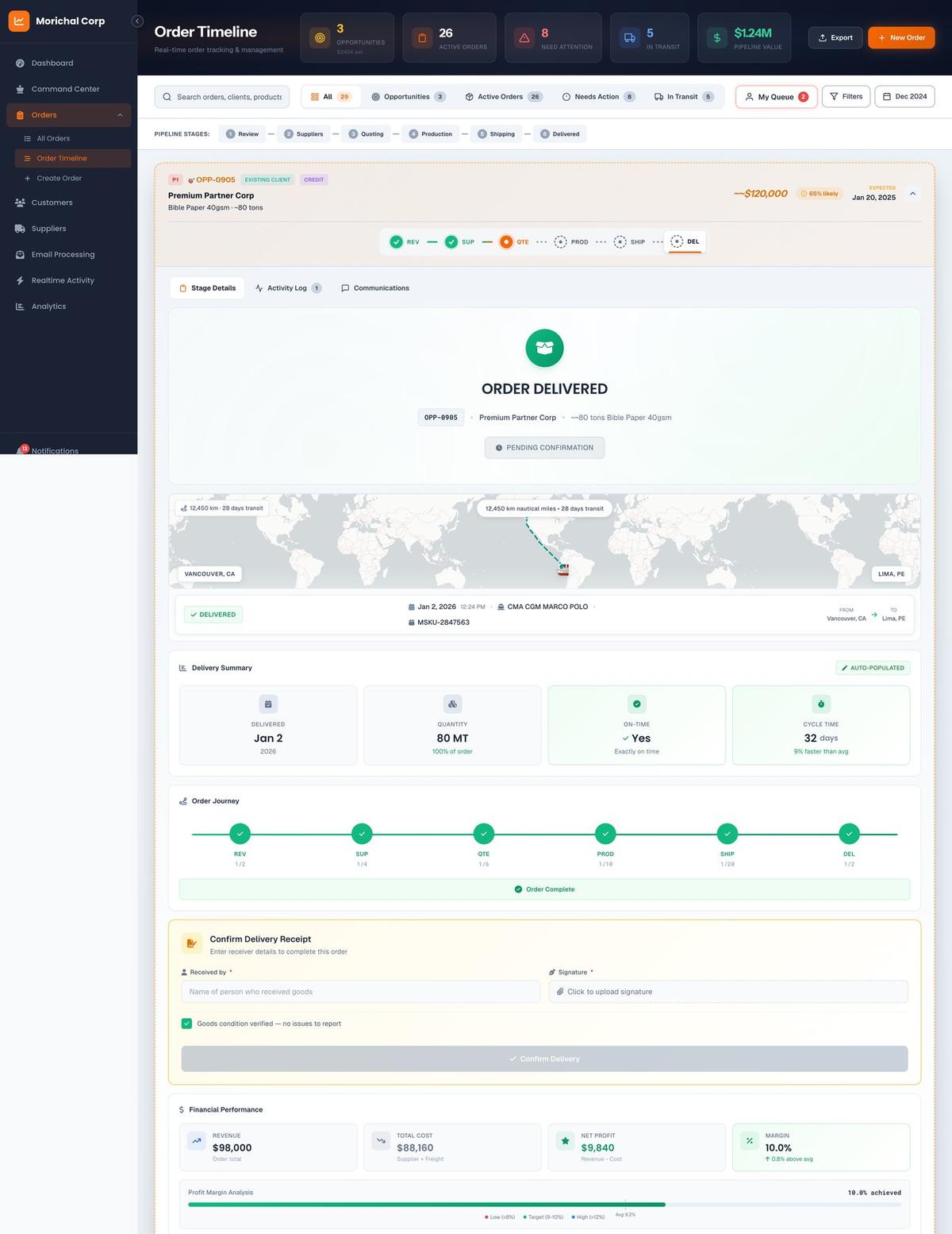 Orders Timeline - Screen 6